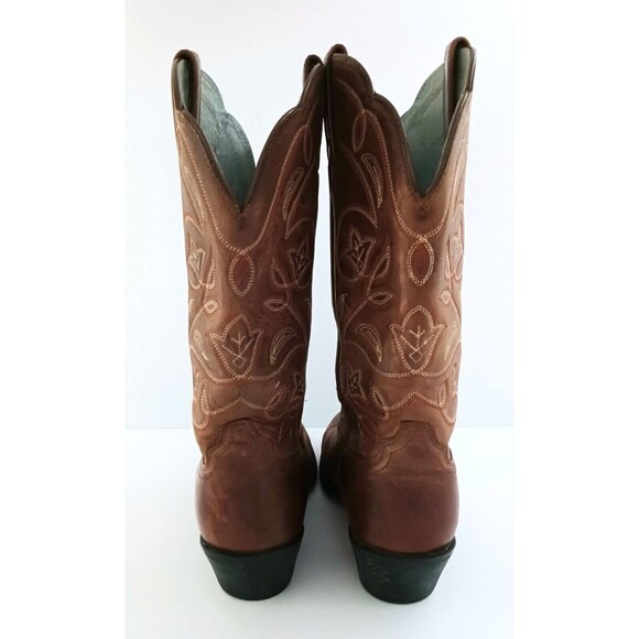 Ariat Heritage Brown Leather Western Cowgirl Boot Embroidered Shaft Sz 6C - Picture 8 of 10